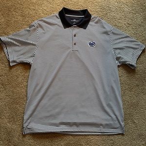 Penn State Mens Large Vansport Polo/Golf Shirt - Striped Navy and White